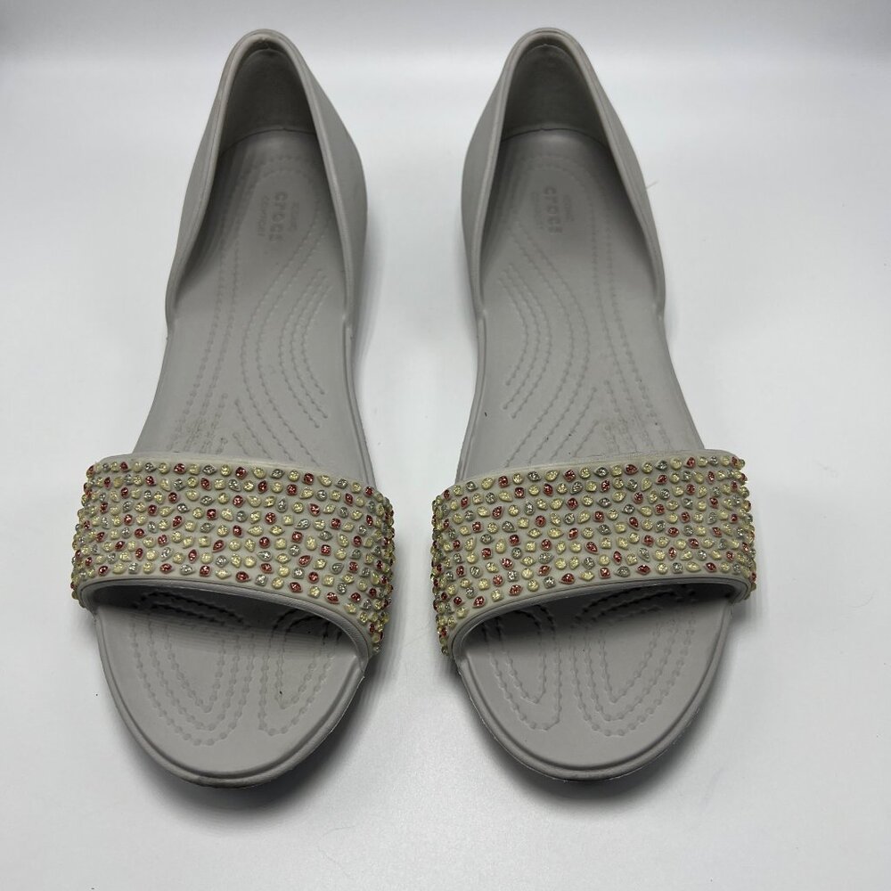 Croc Glitter Silver Grey Linda Dorsay Flats sz 10